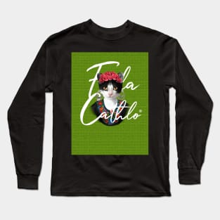 Lemon TXW back Cat Frida Cathlo version of - Frida Kahlo Long Sleeve T-Shirt